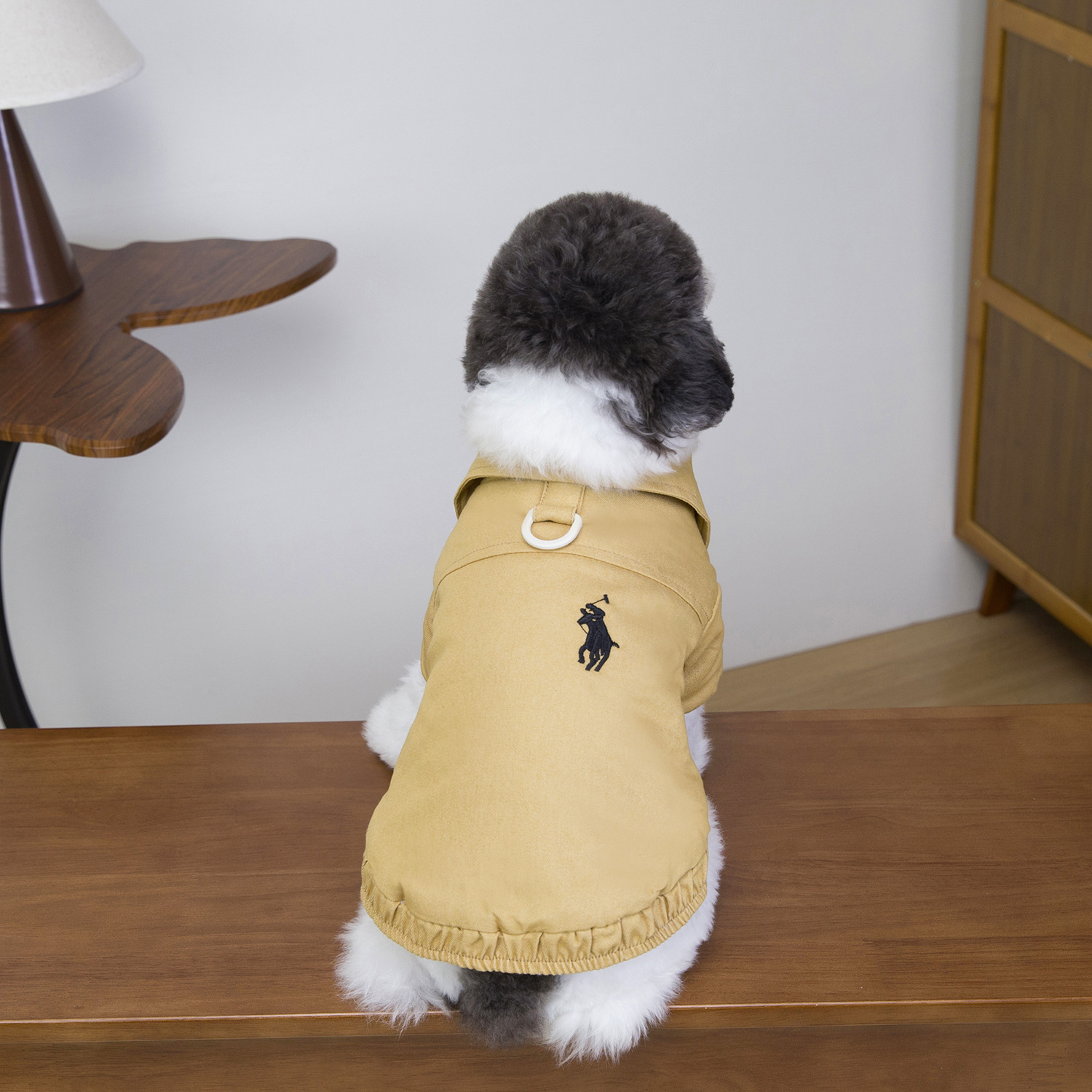 Warm Fleece Lined Dog Jacket, Stylish Polo Embroidered Pet Coat, Windproof Dog Apparel with D-Ring for Leash, Comfortable Soft Pet Outwear, for Small 