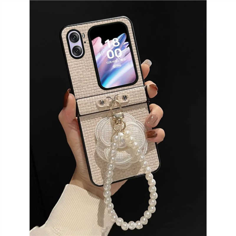 Suitable for Find N3 Flip Foldable SCREEn Phone Case White Woven Leather Handheld N2 Flip J251202