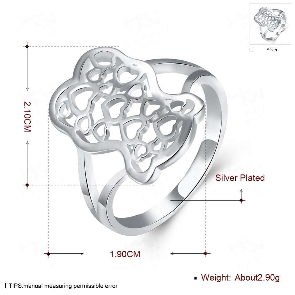Sterg Sier 7-10# Hollow Fine Ring Women Fashion Wedding Gift Charm Party Jewelry Christmas