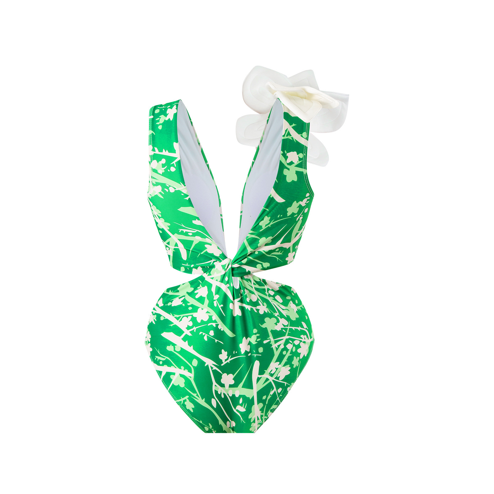 New one-piece swimsuit for women, conservative coverage, slimming effect, floral decoration, mesh wrapped skirt set, swimming suit