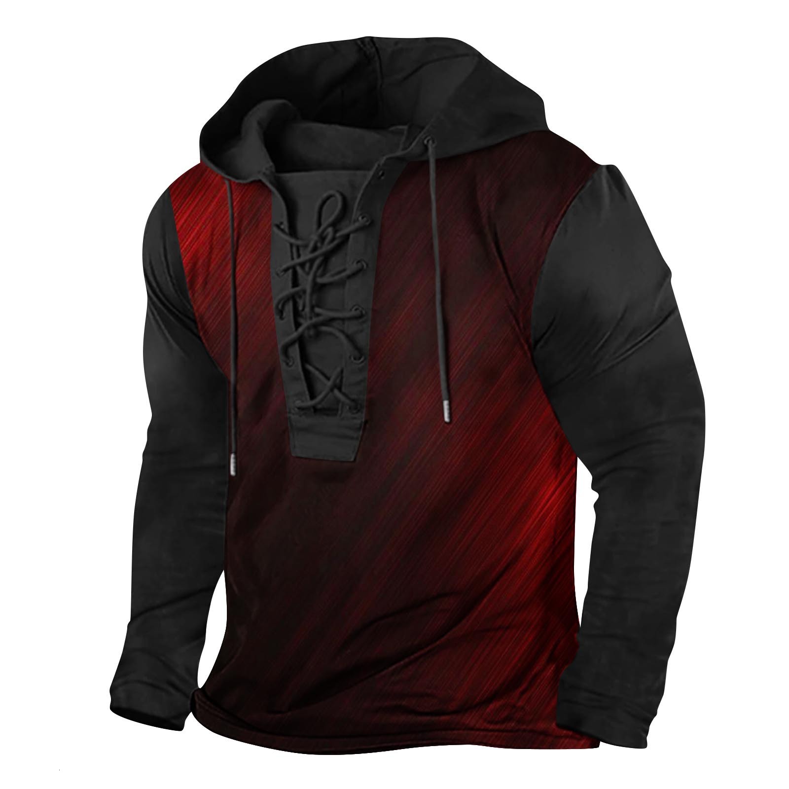 2025 New Mens Tether Printed US Flag Hoodie Large Head Long Sleeve T-shirt