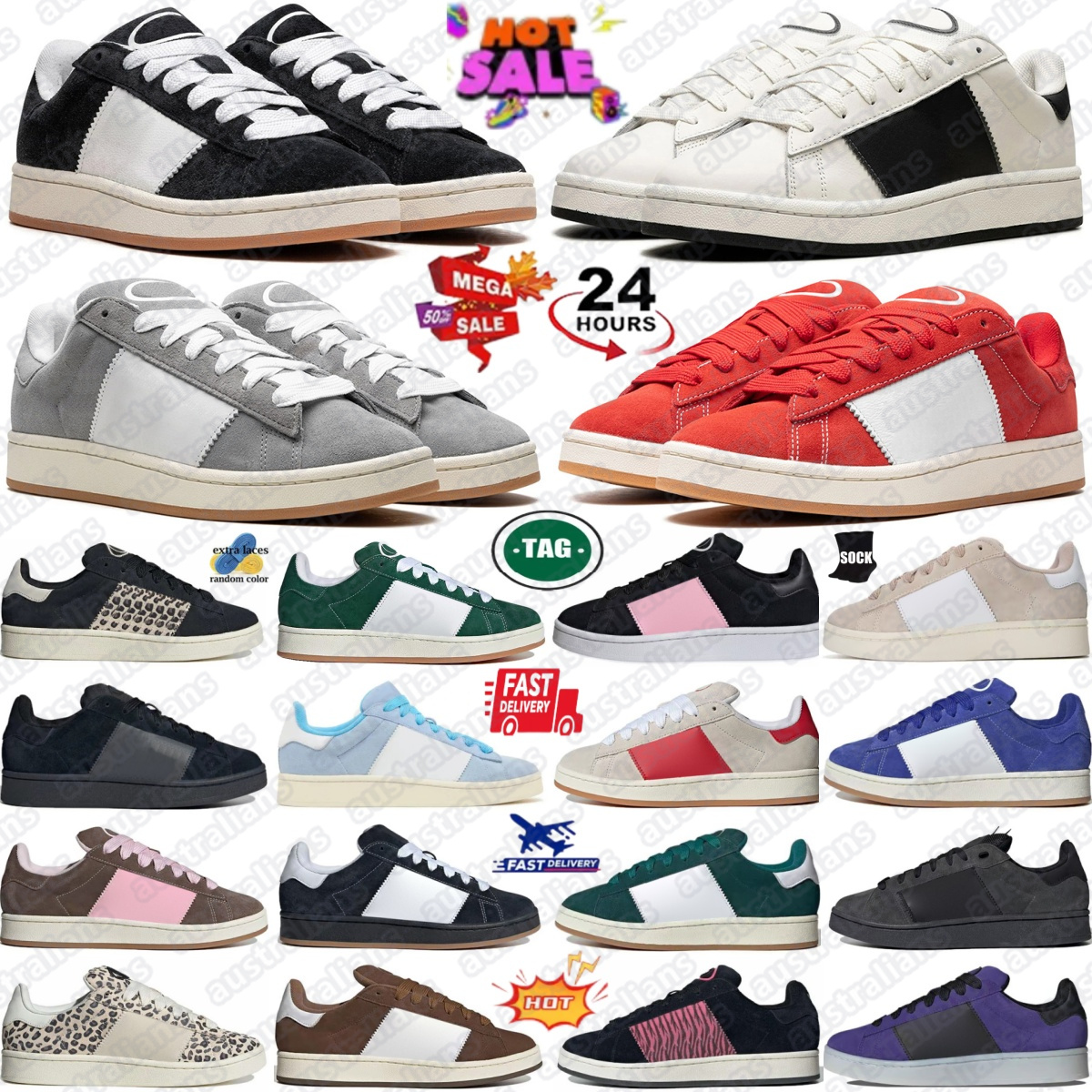 Campuses shoes 00s sneakers trainers 00 women men Crystal White Core Black Grey Gum Dark Green Better Scarlet Wonder Quartz Hazy Leopard Clear Pink #e2O6#