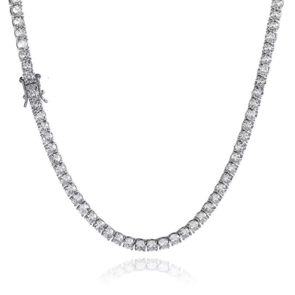 Hiphop Jewelry 925 Sterling Silver 3mm 4mm 5mm 6.5 mm D Color Moissanite Tennis Chain Bracelet and Necklace for Men and Women