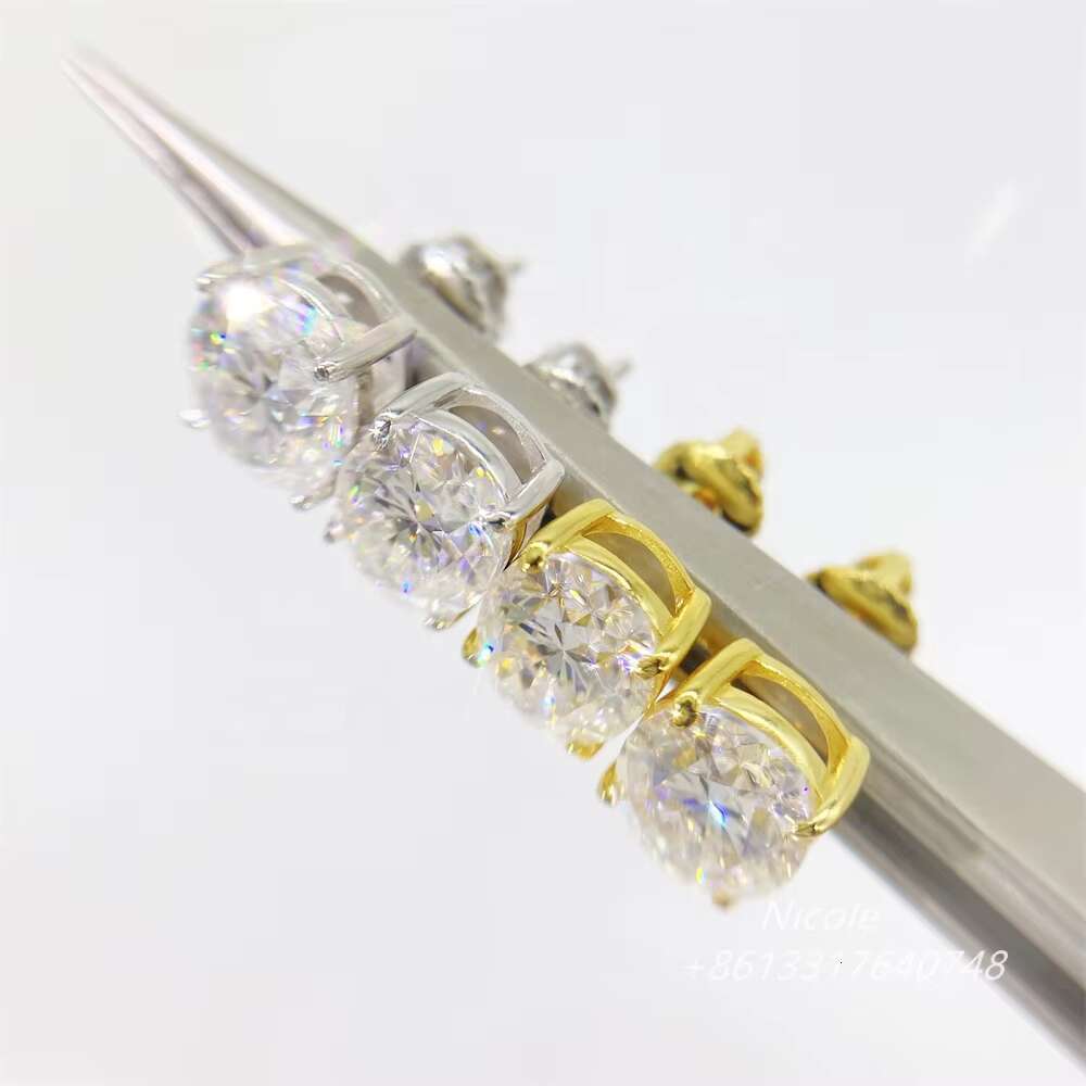 Pass Diamond Tester Oval 5*7mm 7*9mm Cut Silver 925 Men Hip Hop Sterling Silver Moissanite Earrings