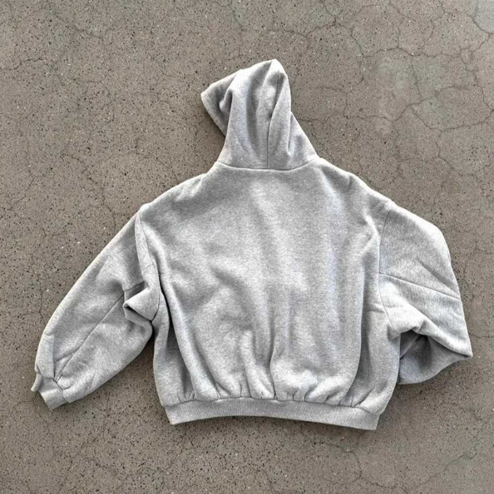 Grey Casual Spring Oversized Reversible Hoodies Women Men Streetwear Clothes Hoodie With Plaid Lining Sweatshirt Streetwear Tops W251106