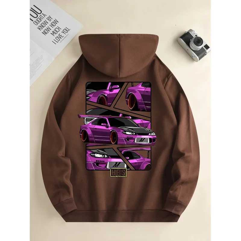 Mens new fashion hoodie casual daily drawstring hooded sweatshirt car print front kangaroo pocket mens jacket W251106