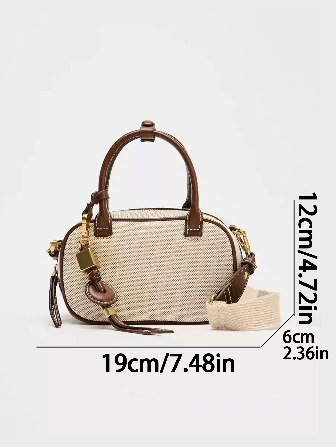 2025 niche retro colorblocking handheld small bag stylish crossbody canvas PU square singleshoulder bowling b y251110