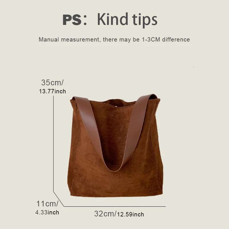 Korean Large Capacity Casual Bags For Women Designer Handbags Purse New In Faux Suede Nubuck Leather Shoulder
