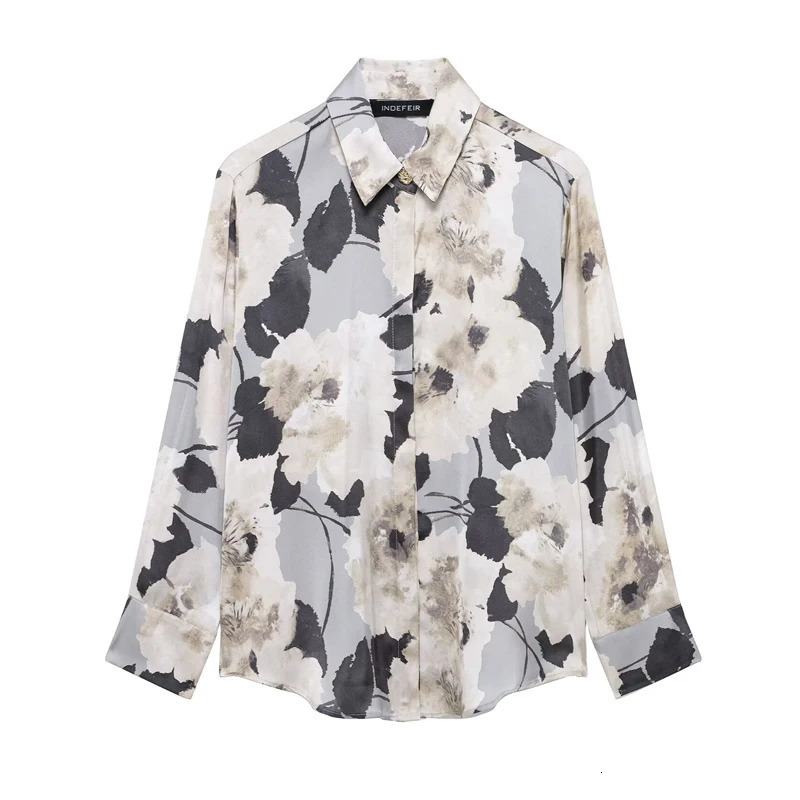 TRAF Print Womens Skiing 2piece Satin Shirt and Suitable for High Waist Midi Clothing Holiday Set 250403