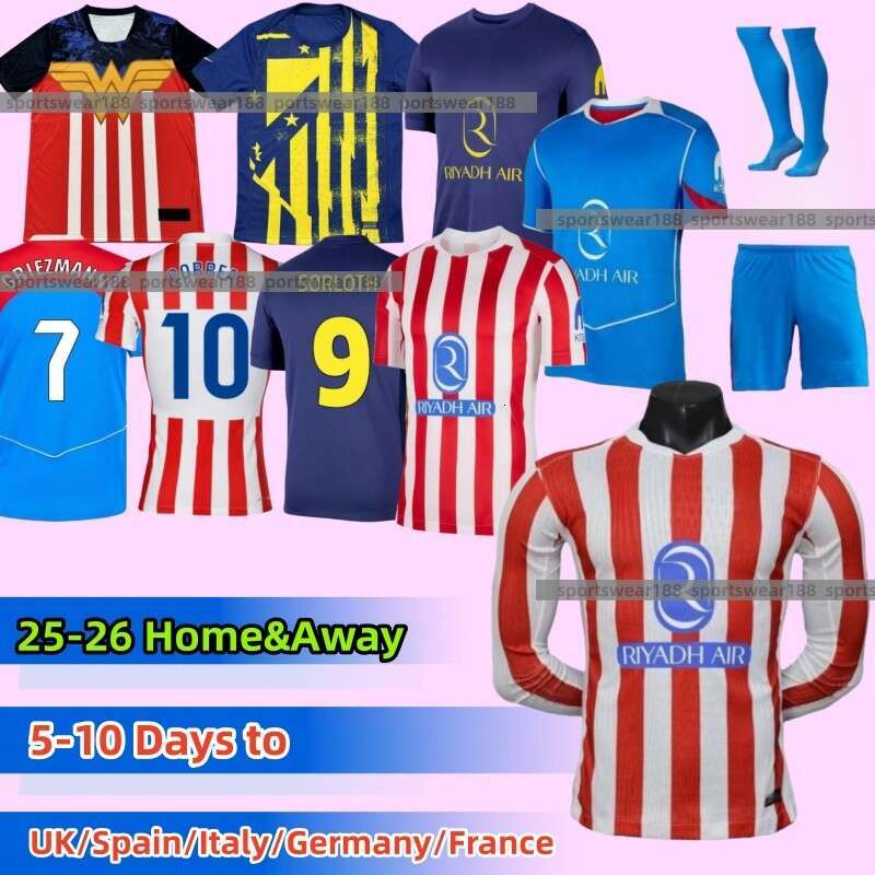 25 26 ATM soccer jerseys B HANCKO ALEX B. GALLAGHER GRIEZMANN M.LLORENTE ALMADA 2025 2026 football shirts Home Away Third Kids Men socks Kit atleticos de madrid