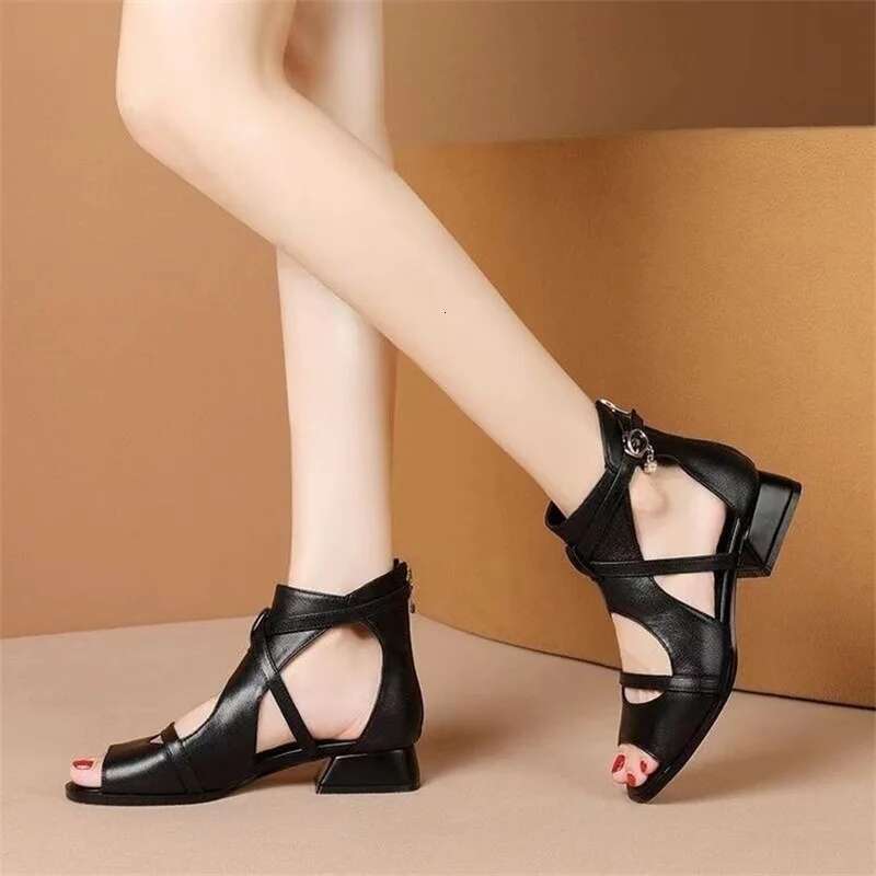 2025 Summer New Women's Lace up Beach Designer Fashion Zipper Flat Shoes Women's Wedge Sandals