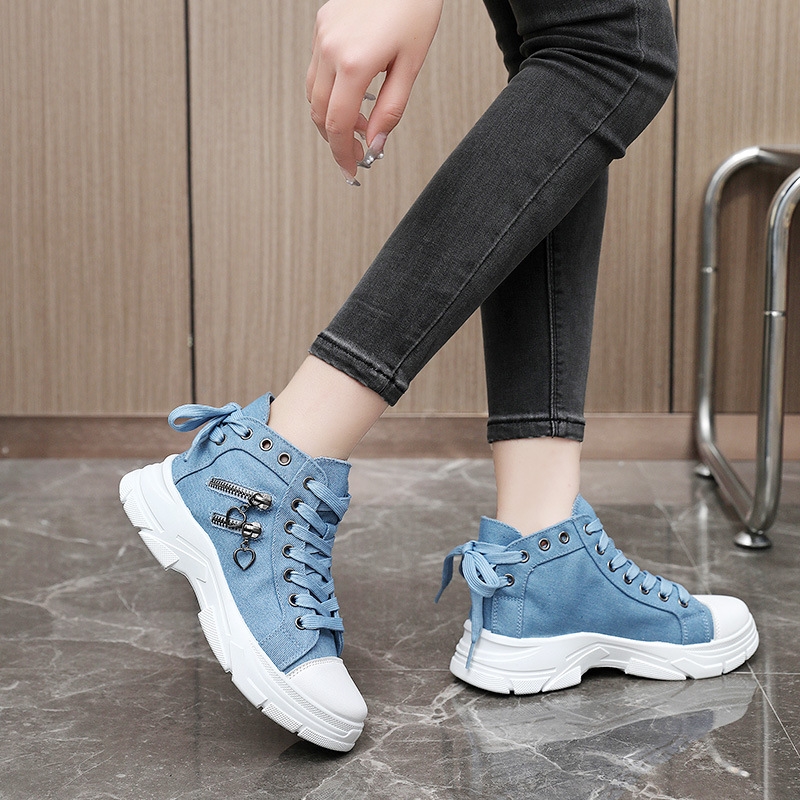Canvas shoes women casual shoes high top shoes breathable thick sole height increasing Martin boots comfortable fashion sports