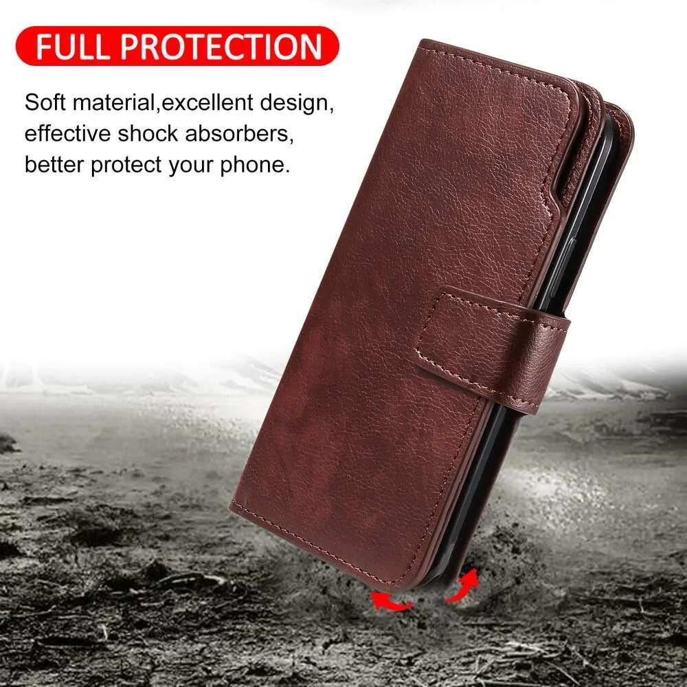 Leather Nine Cards Wallet Case For Samsung Galaxy S24 Ultra S23 FE S22 S20 S21 S10 S9 S8 Plus Note 20 Phone Cover