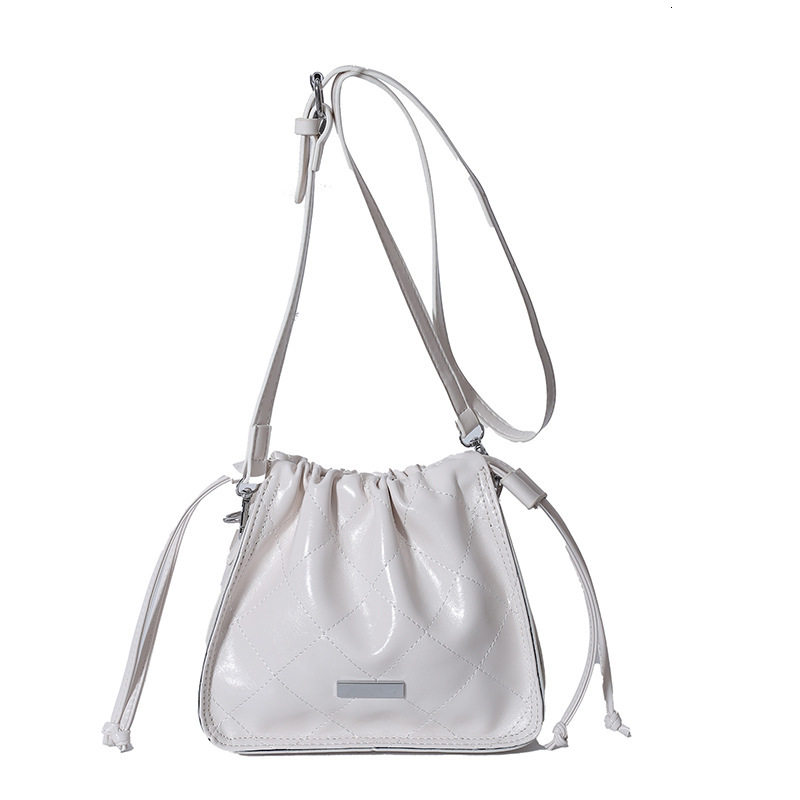 2025S Designer Women S Bag Summer New Women S Diamond Grid Embroidery Thread Drawstring Versatile Bucket With Niche Design Single Shoulder Crossbody B