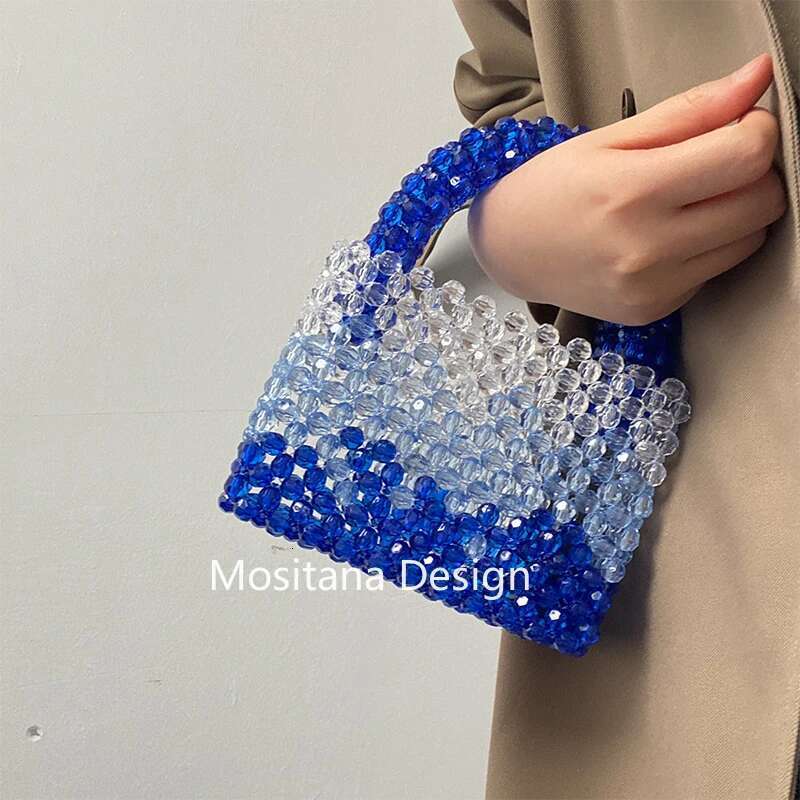 Fashion Colorful Gradient Handmade Acrylic Wrapped Woven Flap Women's Shoulder Bags Summer Senior Handbag Designer
