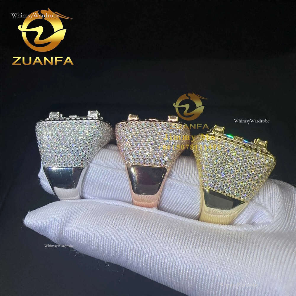 American Rapper Jewelry Hop Sier Iced out Baguette Moissanite Dia Custom Hip hop Ring Men