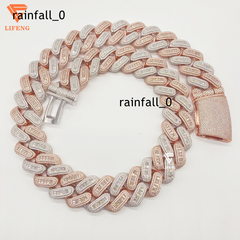 Custom 26mm 925 Sterling Silver Rose Gold Vvs Cuban Link Chain for Men Iced Out Hip Hop Diamond Moissanite Fine Necklaces