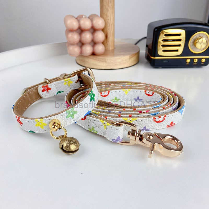 Trendy Pet Collar Teddy Fighting Shiba Inu Cat Old Flower Classic Dog Collar Traction Rope Set