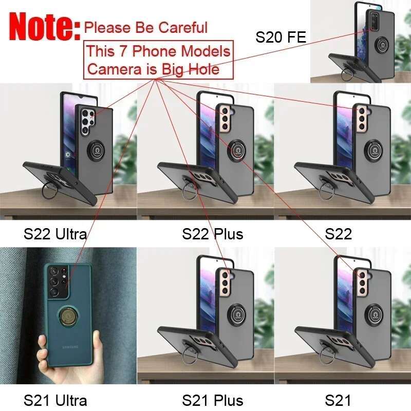 Magnetic Ring Matte Case For Samsung Galaxy S24 S23 S22 S21 S20 S10 S9 S8 FE Note 8 9 10 20 Lite Plus Ultra Cover