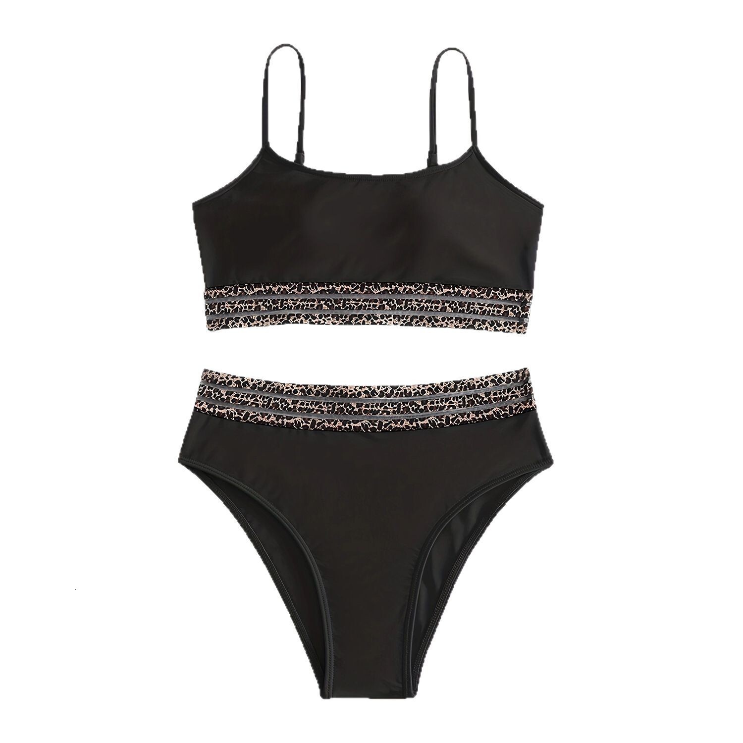 2025 split triangle pants with adjustable shoulder straps, black sexy bikini women, beach hot spring swimsuit for women