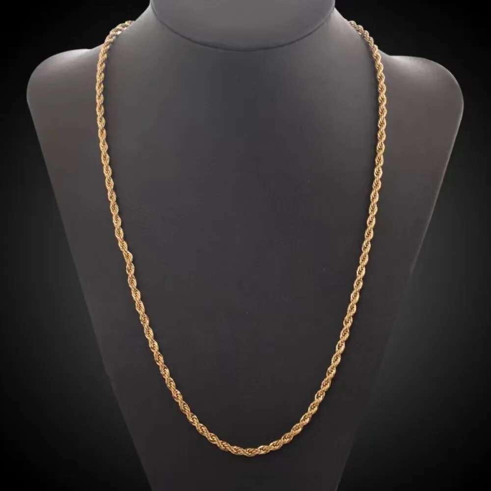 Noble 18-24Inch 45-60cm Gold 4mm Round Rope Chain Necklace for Women Man Boy Wedding Party Charm Jewelry