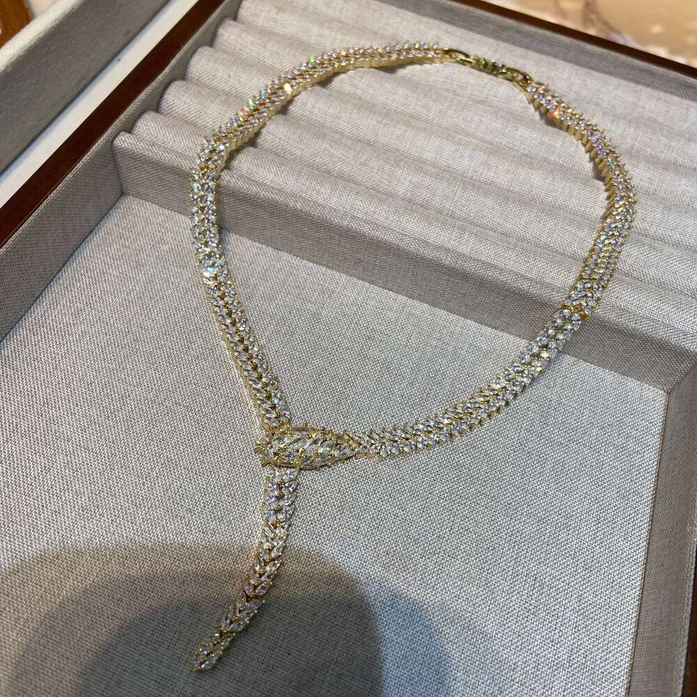 Luxurious Heavy Craft Pink Prom Performance Necklaces gold Micro Inlaid Party Dress Matching Elegant Earrings Set