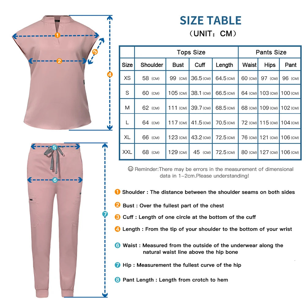 Slim Fit Nurse Uniforms Women Scrub Sets Tops Joggers Dental Clinic Spa Uniform Nurses Accessories For Hospital Workwear 250403