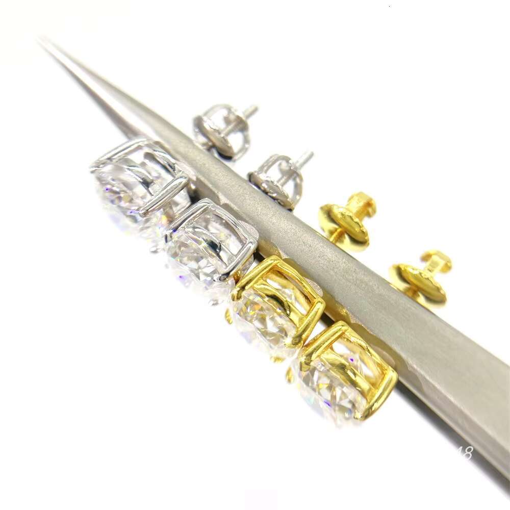 Pass Diamond Tester Oval 5*7mm 7*9mm Cut Silver 925 Men Hip Hop Sterling Silver Moissanite Earrings