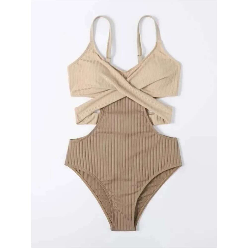 2024 Solid Color Splicing Bikini One Piece Swimsuit Women Long Sleeve Beach Bodysuit Swimwear Big Summer Backless Bathing Suit