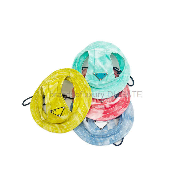 Trendy Dog Hat Summer Sunshade Hat Pet Tie Dyed Hat Baseball Duck Tongue Hat Sunscreen Fisherman Hat Teddy