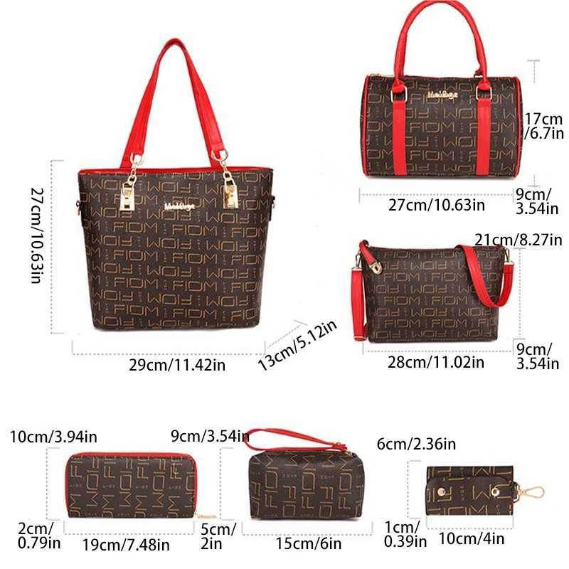 Pahajim 6-Pcs Women Handbag Purse Shoulder Totes Satchel Bags Top-Handle Boston Bag Crossbody Bag Wallet Messenger SetW251106