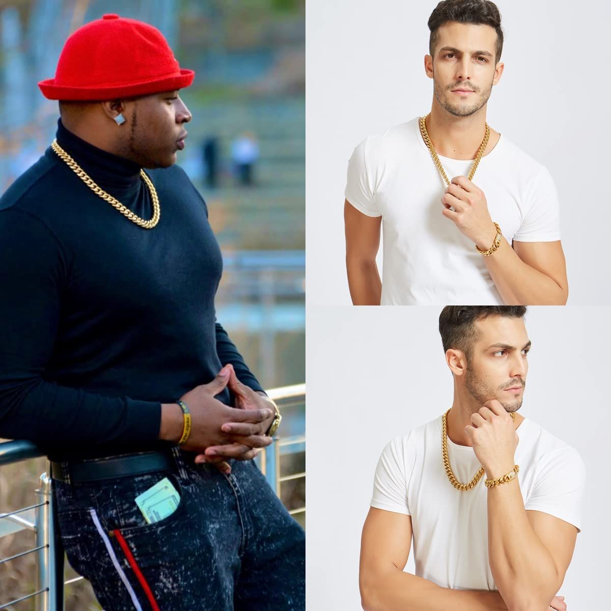 Miami cuban link chain for women making of 316L Stainless Steel plated 14K gold chain high polished punk cuban link bracelet 6/9/10mm wide mens Christ