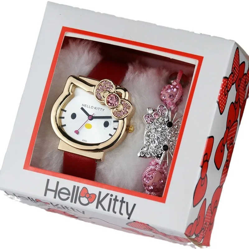 Sanrio Hello Kitty 3-Piece Set Boxed ChildrenS Gift Watch Female High School Student Cartoon Electronic Bracelet Watch Birthday Gift H251106