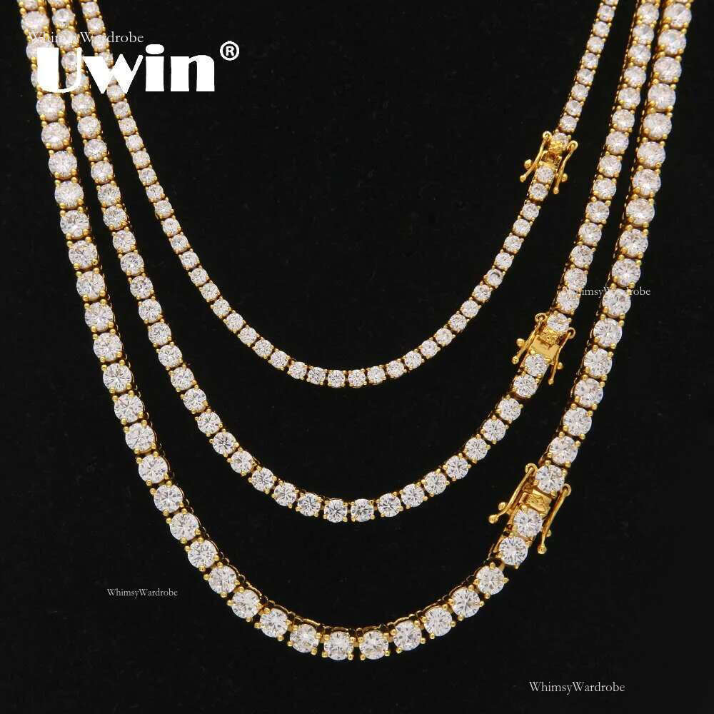 Uwin 3mm 4mm 5mm Round cut Ice Cube Zirconia Tennis Ball k Chain Hip Hop Top quality CZ box buckle necklace men's and women's jewelry