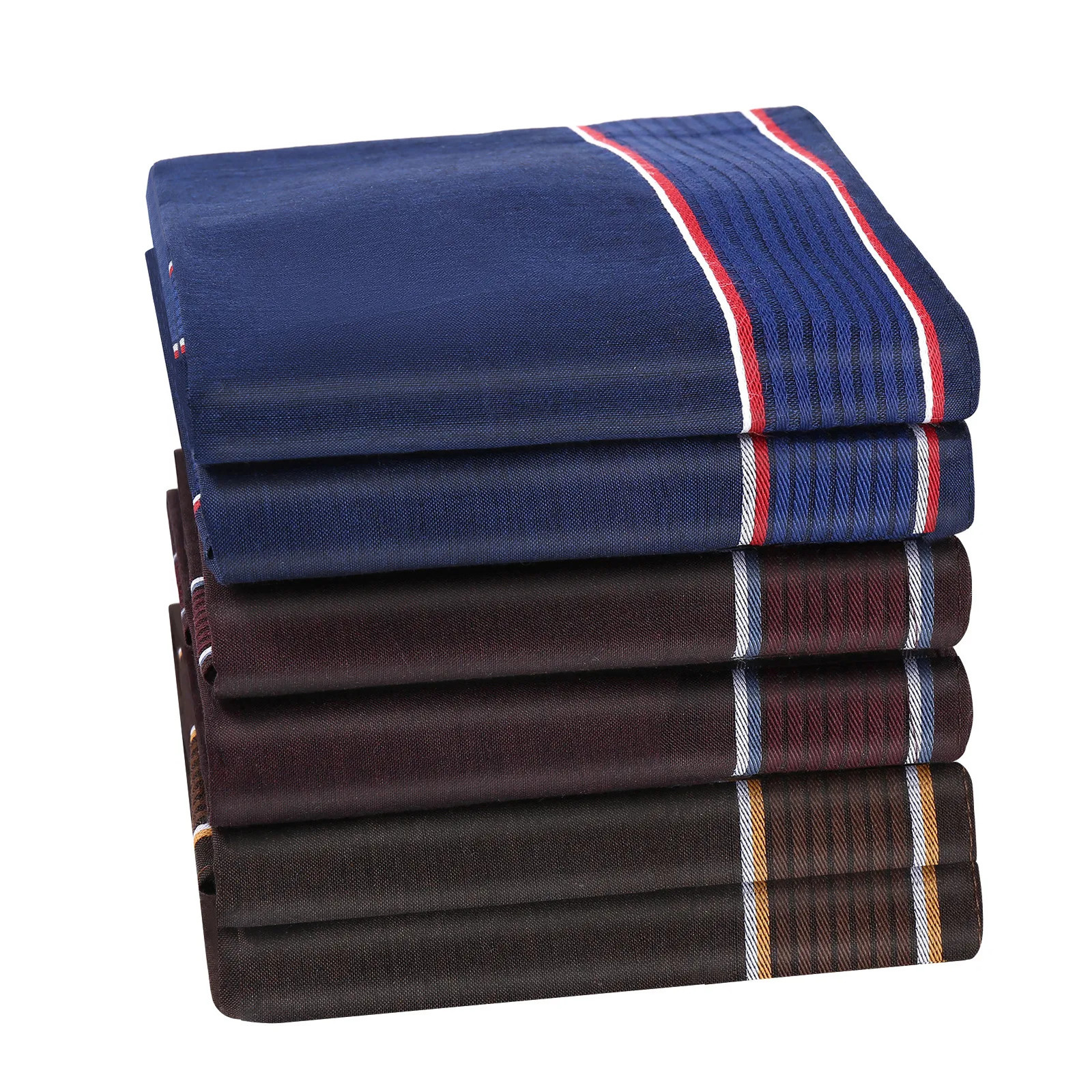 6/12PCs Mens Handkerchief Cotton Square Woven Mixed Tri-Color Classic Vintage Business Checked Dark Multicolor Gentleman Pocket 250403