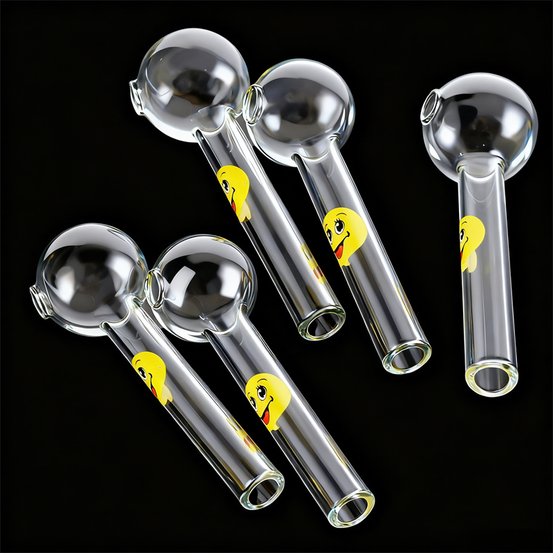 Smile Oil Burner Pipes 4 Inch Mini Glass Straight Tube Pipes Portable Hand Pipe Small 12mmOD