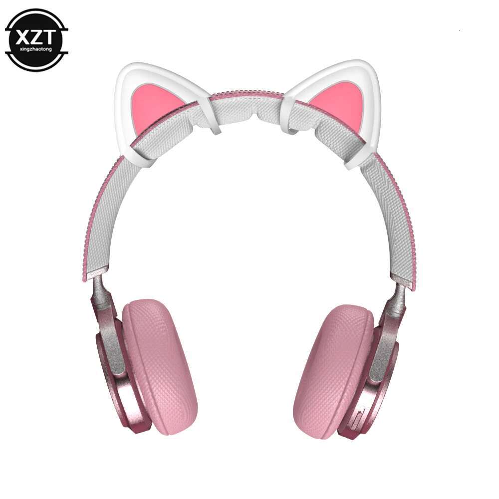 Pink Silicone cat for headphones black wireless wired headset gamer cute ears lovely kids girls helmet gaming accessories