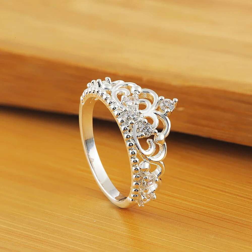 charm Sterg sier Rings For women crystal Crown size 7 8 Fashion party Christmas Gifts engagement wedding Jewelry Fine
