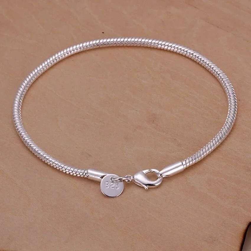 Sterg Sier 3MM Snake Chain Bracelets Factory Fashion Hot Top Quality Jewelry Charm Cute Women Lady Wedding