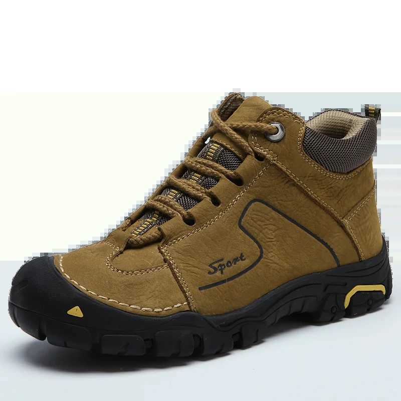 Brand Outdoor Shoes Men Genuine Leather Trekking Hiking Shoes Men Waterproof Hiking Boots Winter Sneakers Mountain Climbing Shoe X251106