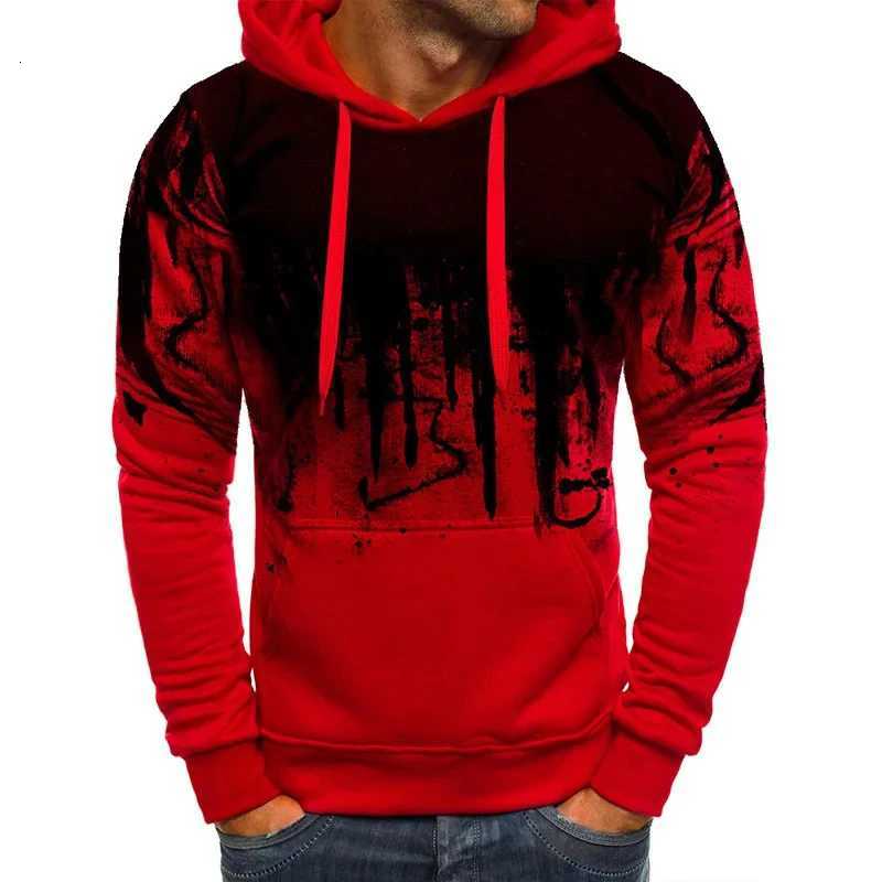 Gradient Print Mens Pullover Hooded Sweatshirt Spring Autumn Daily Fitness Sportswear Fashion Casual Hoodies Loose Clothing W251106