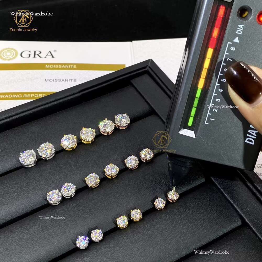 Wholesale Price 1Carat VVS Dia Moissanite Earrings D Color Sterg Sier Studs for Men and Women