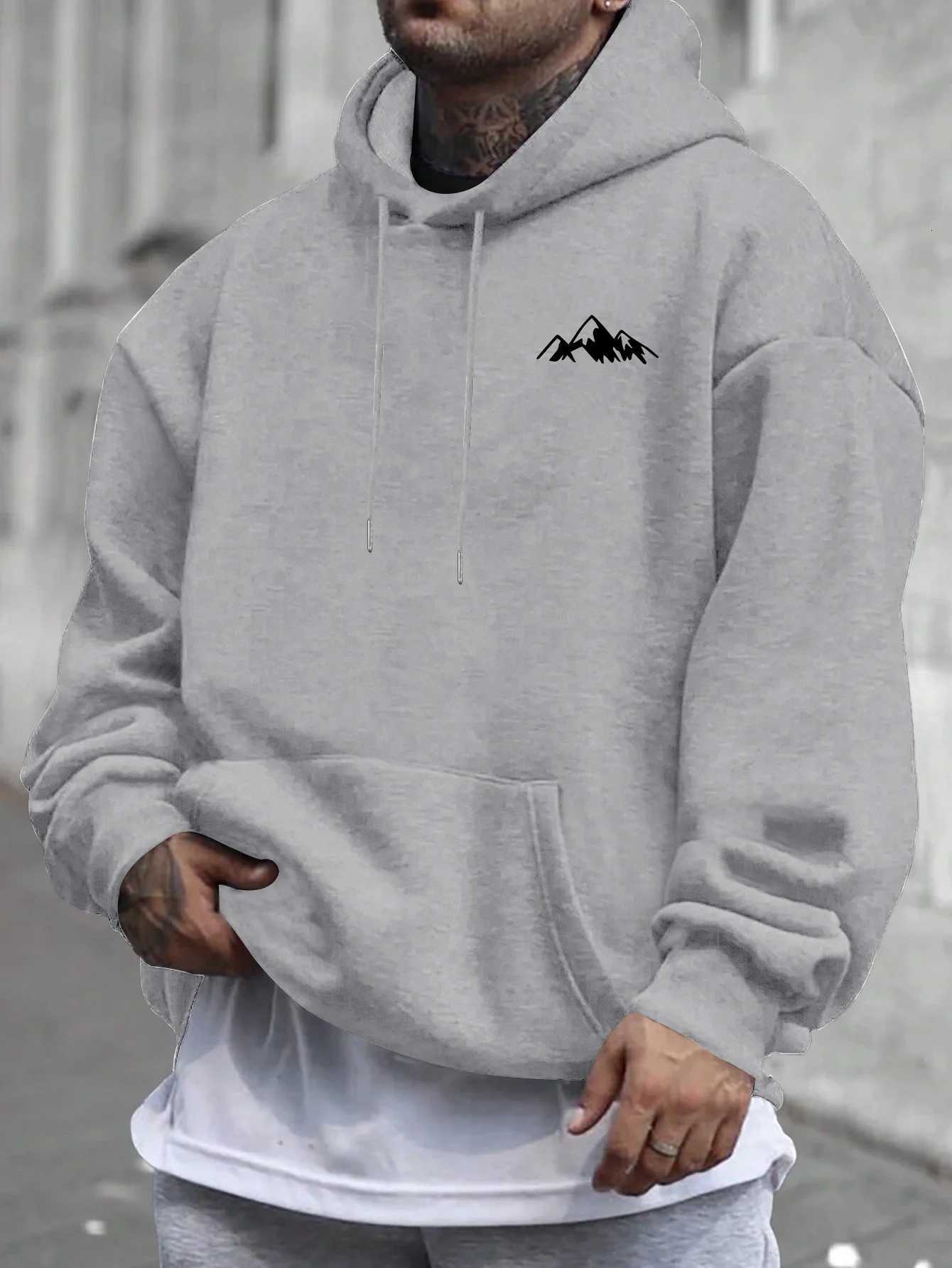 Mens casual pink hoodie with wool lining and fashionable pattern hoodie W251106