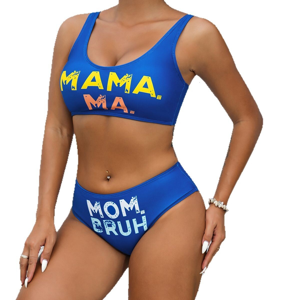 2025 letter split triangle beach adjustable shoulder strap bikini swimsuit women