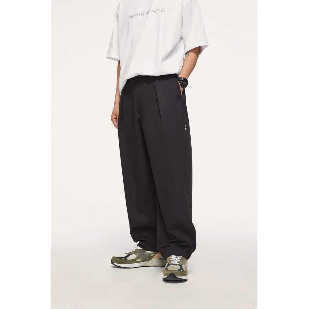 Black Wide Leg Men Loose Fit Suit Pants Male Casual Baggy Trousers Plus Size