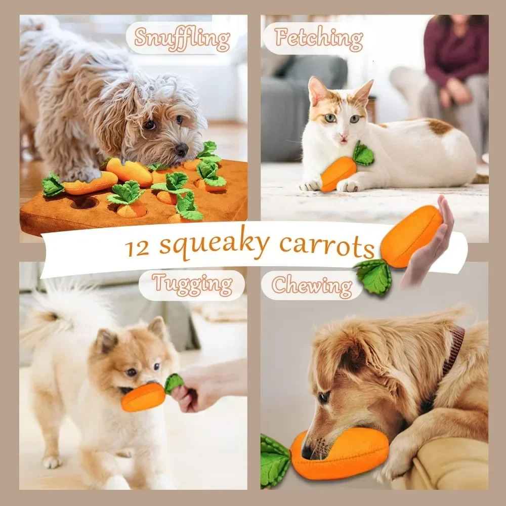 Carrot snuff pad suitable for dogs cats puzzle toys equipped with 12 carrots used for small medium and large interactive pets stress relief and dog ch