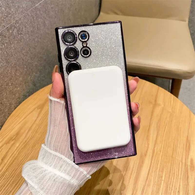 Glitter Magnetic Woman Case Magsafe For Samsung Galaxy S24 S23 S22 S25 Ultra Plus Accessories Wireless Charging Cover