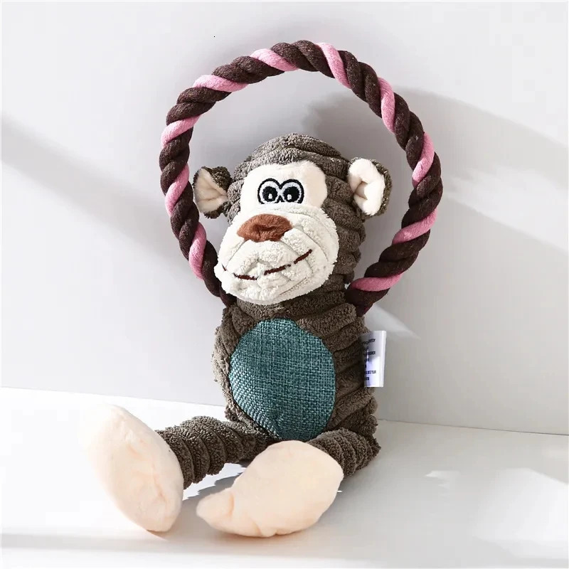 Dog plush toys pet squeeze animal toys dog bite resistant cleaning teeth chewing toys pet supplies interactive toys lion lifting monkeys 250402