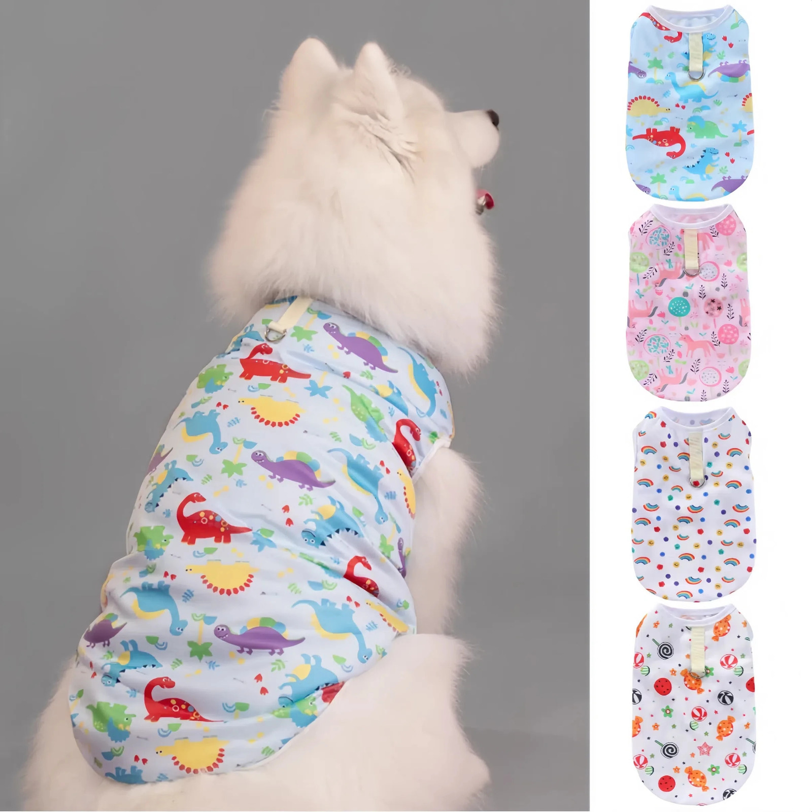Summer Pet Dog Cooling Vest Cartoon Soft Clothing Summer Casual Shirts Small Medium Large Dogs Puppy French Bulldog Clothes 250402