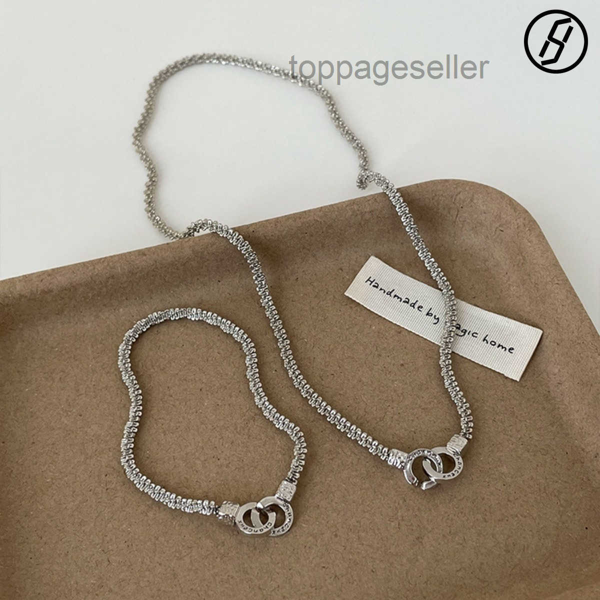 Niche Design Broken Silver Block Double C Letter Buckle Necklace Bracelet 2025 New Style Designer Womens Bracelet Original Jewelry